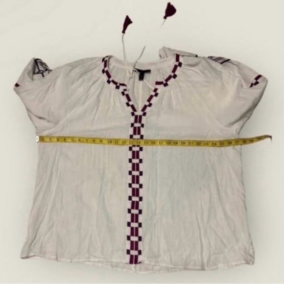 Lane Bryant Classic Split-Neck Embroidered Peasant Blouse Size 20 - Picture 11 of 12